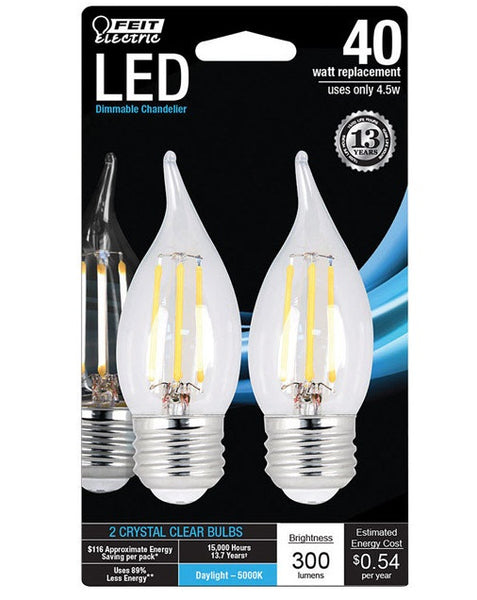 Feit Electric BPEFC40850LED2 Dimmable LED Light Bulb, 5000 K, 4.5 W