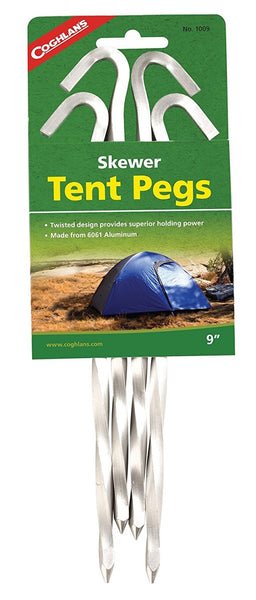 Coghlan's 1009 Skewer Tent Pegs, Aluminum, 9", 4 Piece
