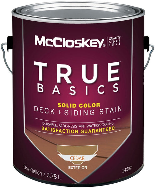 McCloskey 14202 True Basics Exterior Acrylic Deck & Siding Stain, Gallon, Cedar