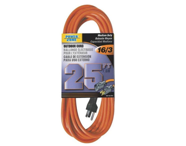 Power Zone OR501625 Outer Door Extension Cord, 25&#039;, Orange