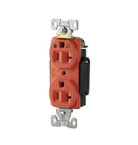 Arrow Hart IG8300RN Isolated Ground Hospital Grade Duplex Receptacle, 20 Amp, Orange