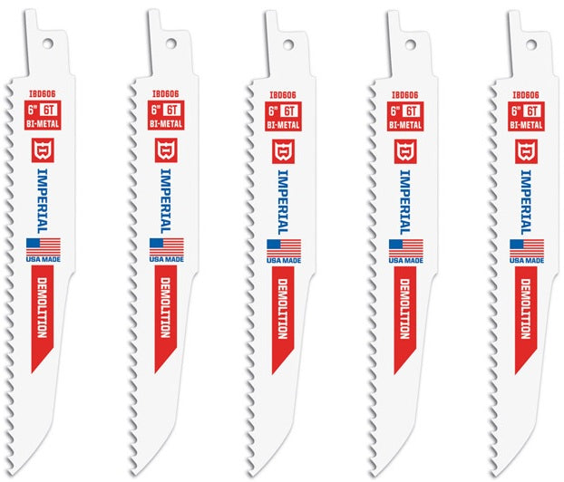 Imperial Blades IBD606-5 Reciprocating Saw Blades, 6"
