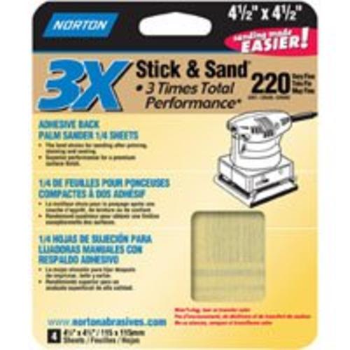 Norton 05314 3X Stick & Sand Sheet 4-1/2''x4-1/2'', 60 Grit