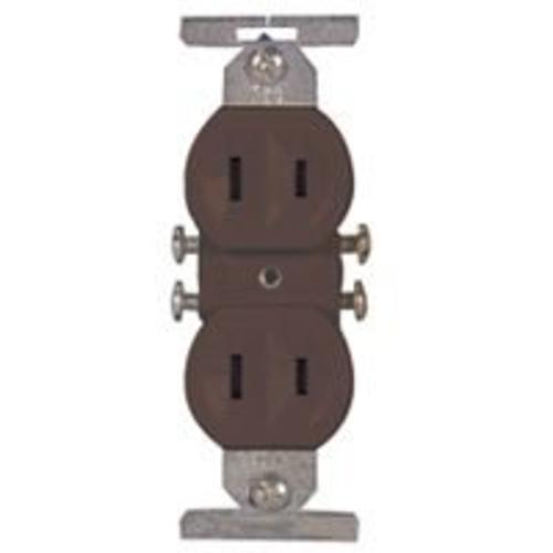 Cooper Wiring 736B-BOX Two Wire Standard Brown Duplex Receptacle, 15 Amp