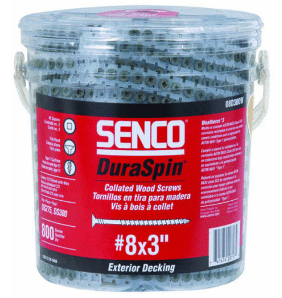Senco 08D300W DuraSpin Collated Deck Screw, 3", 800 Screw/Box
