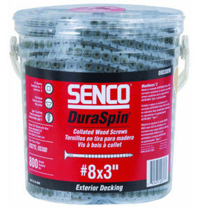 Senco 08D300W DuraSpin Collated Deck Screw, 3", 800 Screw/Box
