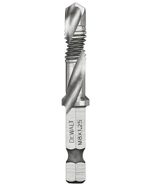 DeWalt DWADTQTR8MM125 Impact Ready Tap & Drill Bits, High Speed Steel, Bright, 8 MM X 1.25