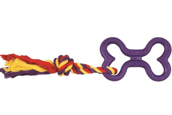 Boss WB11440M-PG Chomper Tug Bone With Rope Pet Toys, Assorted Color