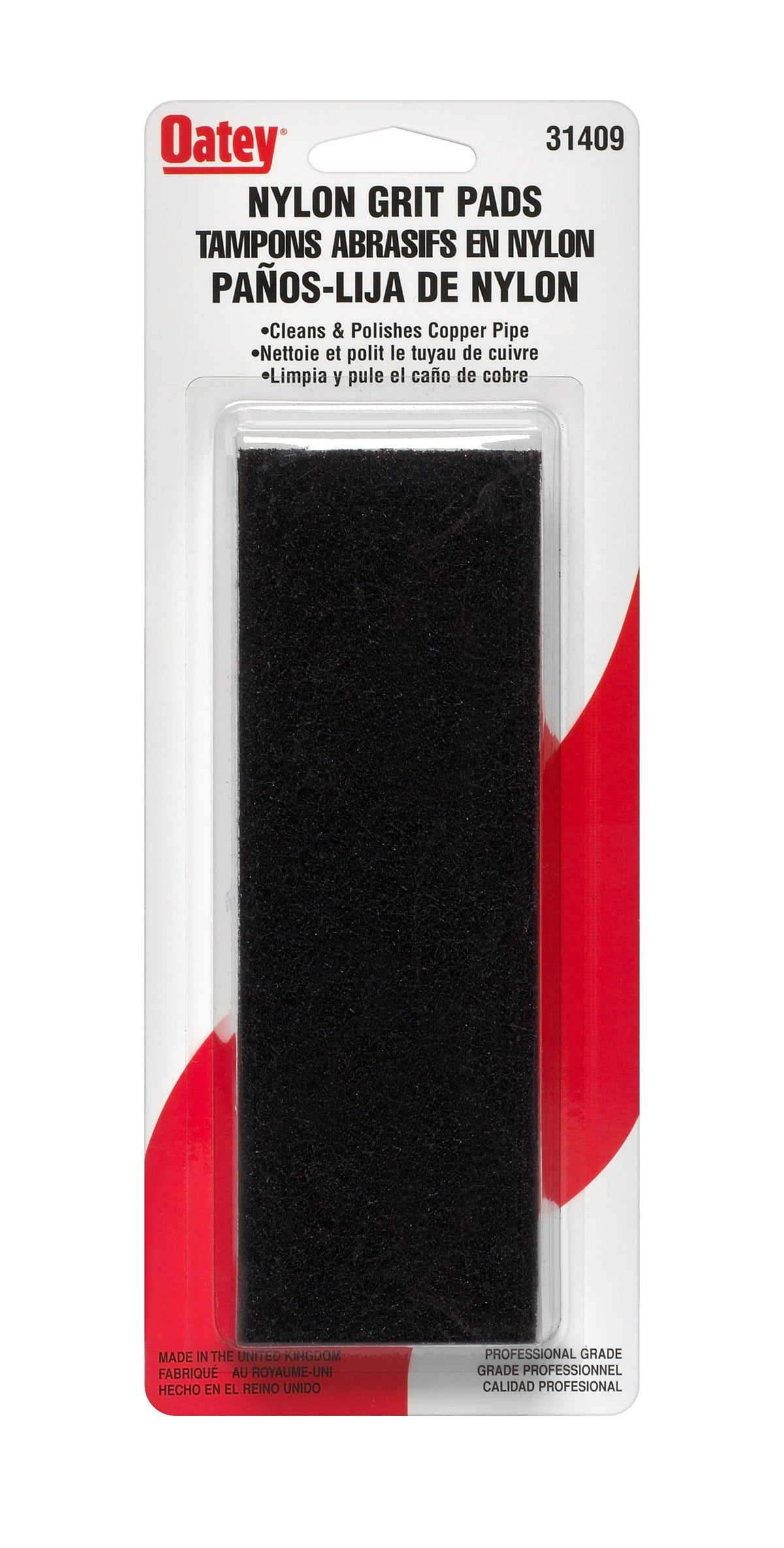 Oatey 31409 Nylon Grit Reuseable Pad, 2"x6"