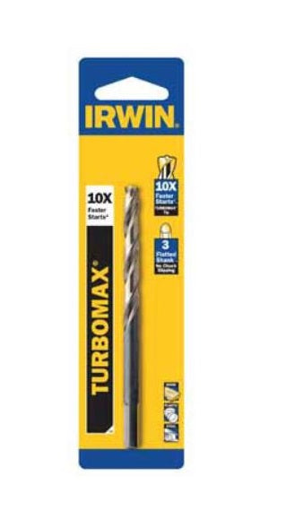 Irwin 73625ZR Turbomax Reduced Shank Drill Bit, 25/64"