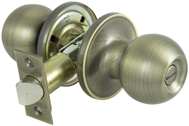 Prosource T3810V-PS Privacy Door Locks - Knob, Antique Brass
