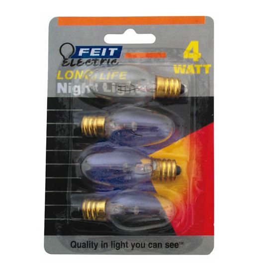 Feit Electric BP4C7/4 Incandescent Nightlight Bulb, 4 Watts, 120 Volt