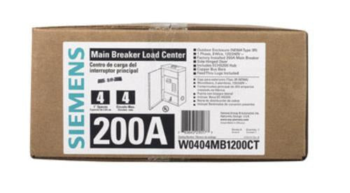 Siemens W0404MB1200CT Outdoor Main Breaker Load Center, 200 Amp