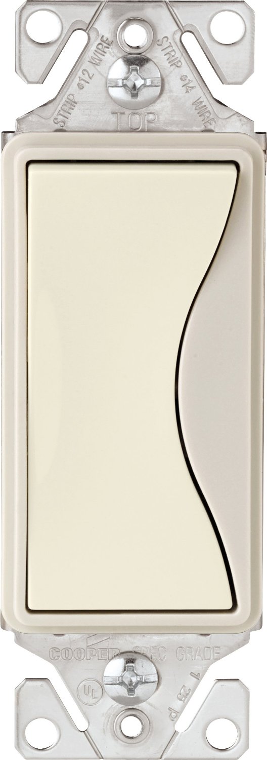 Eaton 9503DS Aspire Side & Push Wire 3-Way Rocker Switch, Desert Sand, 15 Amp