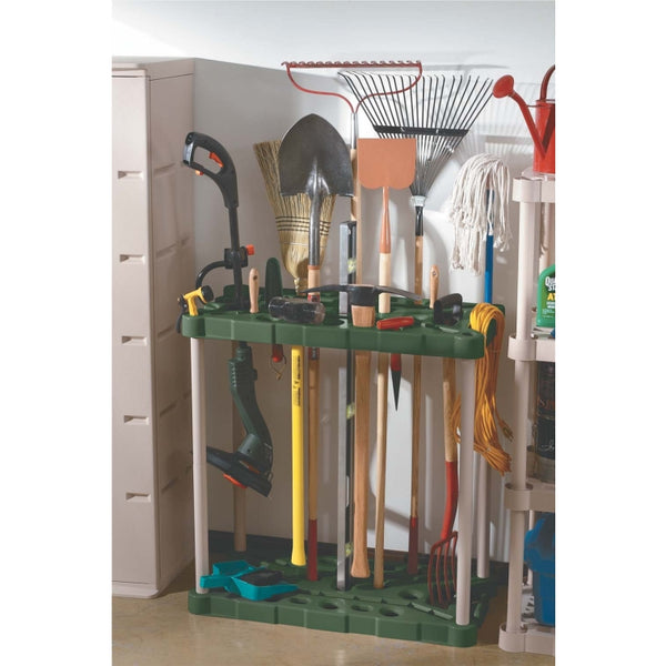 Rubbermaid 709218MICHR Long-Handle Tool Storage Unit, Mica/Charcoal