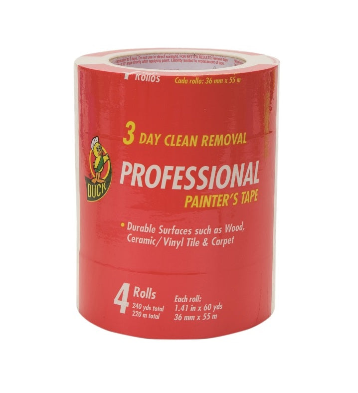 Duck 1362492 Professional Painter's Tape, Beige, 1.41" x 60 Yard, 4 Rolls