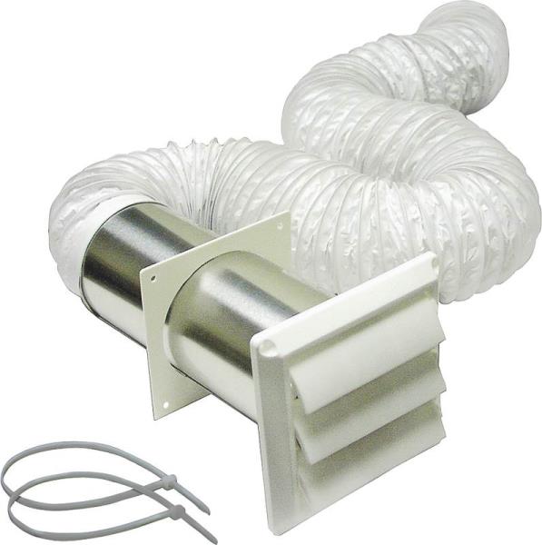 Lambro 266W Louvered Vinyl Duct Vent Kit, 4" x 8'
