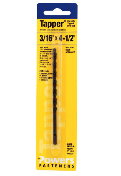 Hillman Fasteners 375224 Rawl Tapper Carbide Drill Bit, 3/16" x 4.5"