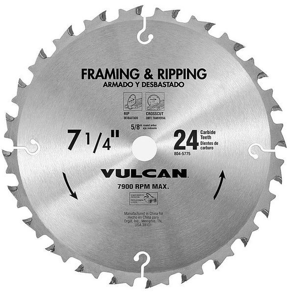 Vulcan 416021OR Thin Kerf Design Circular Saw Blade, 7-1/4" Dia