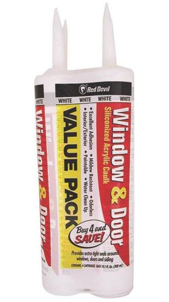 Red Devil 0846V4 Window & Door Siliconized Acrylic Caulk, 10 Oz.