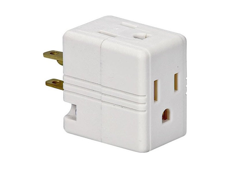 Cooper Wiring 1482W-BOX Three Outlet Cube Tap Adapter, White