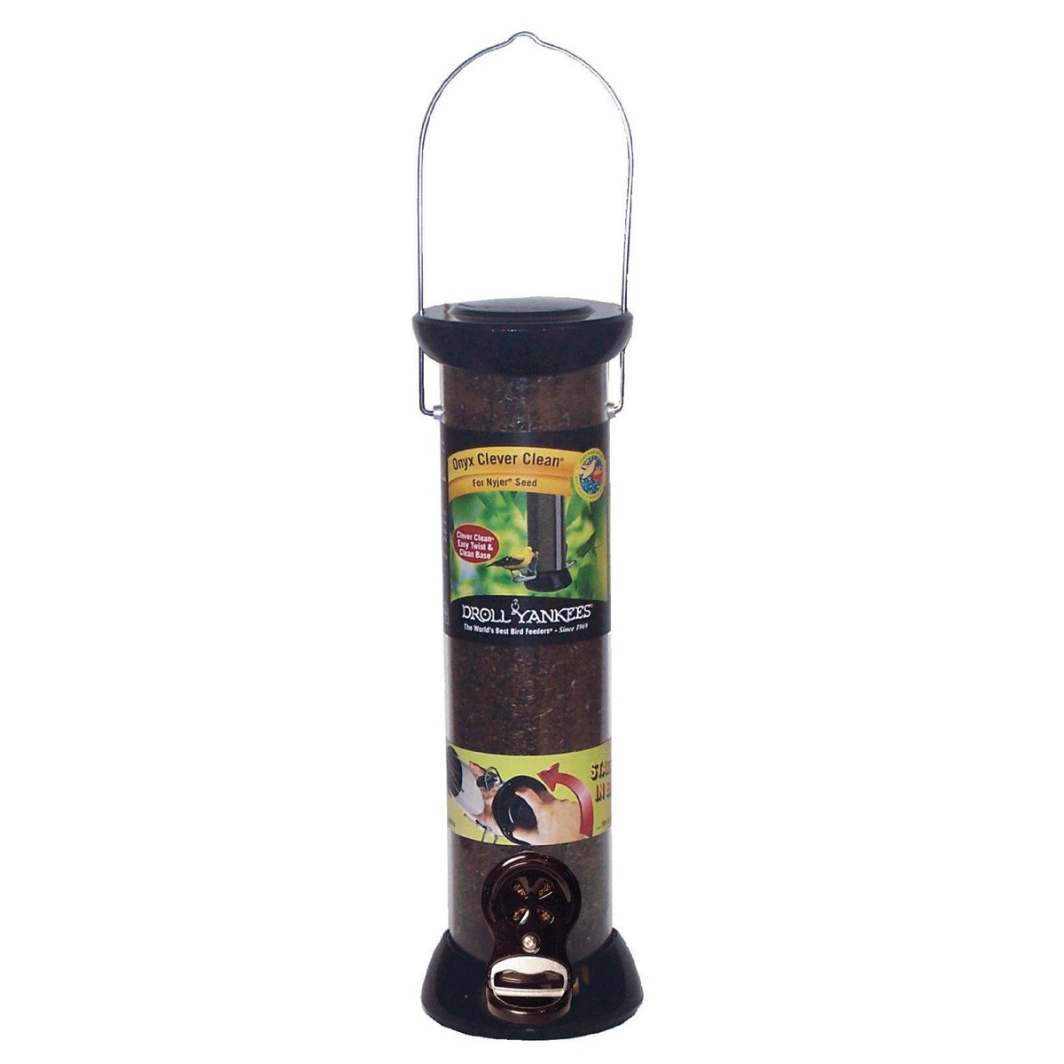 Droll Yankees CC12N Onyx Nyjer Tube Bird Feeder, 12"