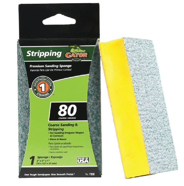 Gator 7300 Premium Sanding Sponge, 80 Grit, 3" x 5" x 1"