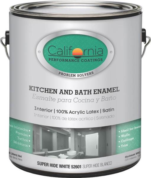 California Paints 52601-1 Acrylic Kitchen & Bath Enamel, Super Hide White