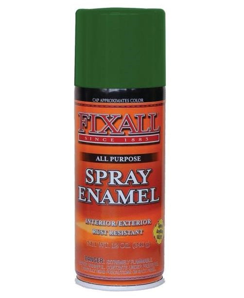Fixall F1352 Enamel Spray Paint, Liquid, Characteristic, 12 Oz, Aerosol, Green