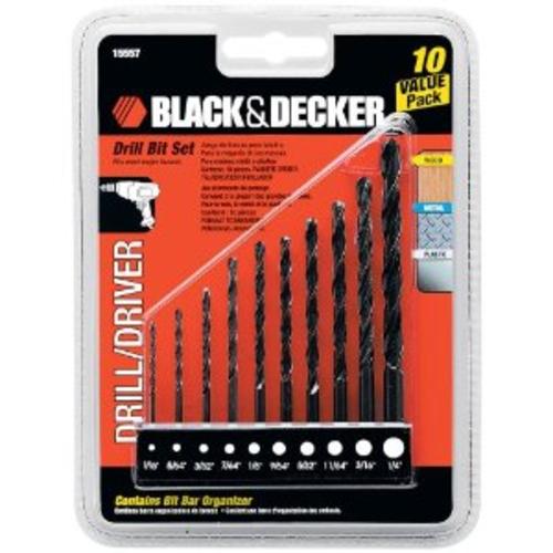 Black & Decker 15557, 10 Piece Drill Bit Set, 1/16"-1/4"