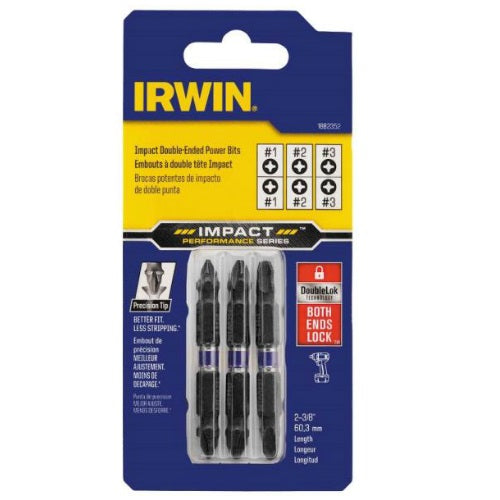 Irwin 1882352 Double-Ended Impact Bit Set, Steel, 3-Piece