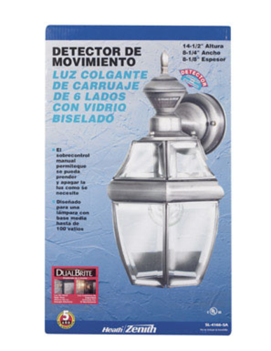 Heath/Zenith HZ-4166-SA Motion Sensor Carriage Lantern, Antique Silver