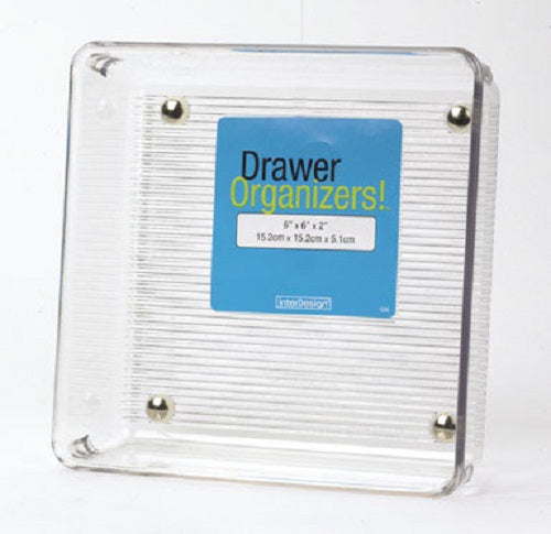 InterDesign 52630 Linus Drawer Organizer, 6" x 6" x 2", Clear
