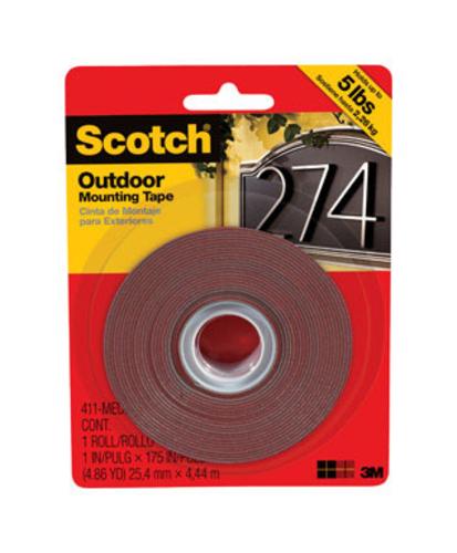 Scotch 411-MEDUIM Outdoor Mounting Tape, 1" x 175", Black