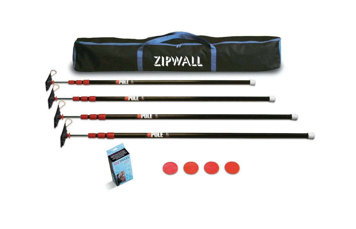 Zip Wall ZP4 ZipPole Spring Loaded Pole Kit with Carry Bag