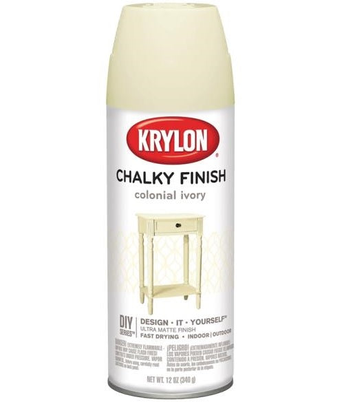 Krylon K04108000 Chalky Finish Spray Paint, 12 Oz, Colonial Ivory