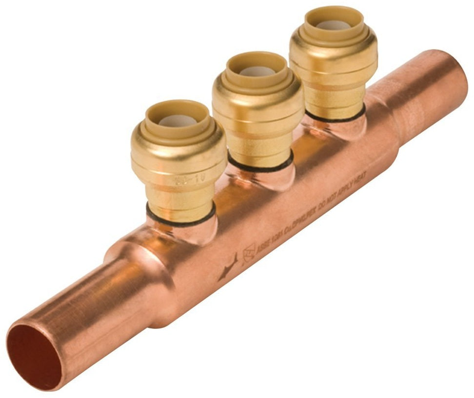 Sharkbite 22995LF Lead-Free 3-Port Manifold, Brass, 3/4" x 3/4"