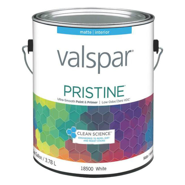 Valspar 18500 Pristine Matte Interior Latex Wall Paint, White, Gallon