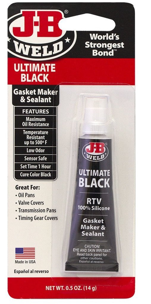 J-B Weld 32509 Ultimate Black RTV Silicone Gasket Maker and Sealant, 0.5 Oz