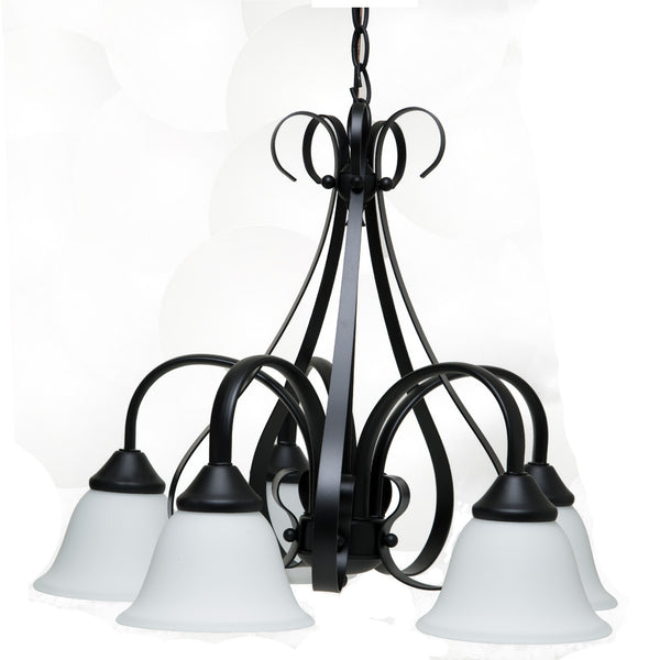 Boston Harbor F3-5C Five Light Chandelier, Matte Black