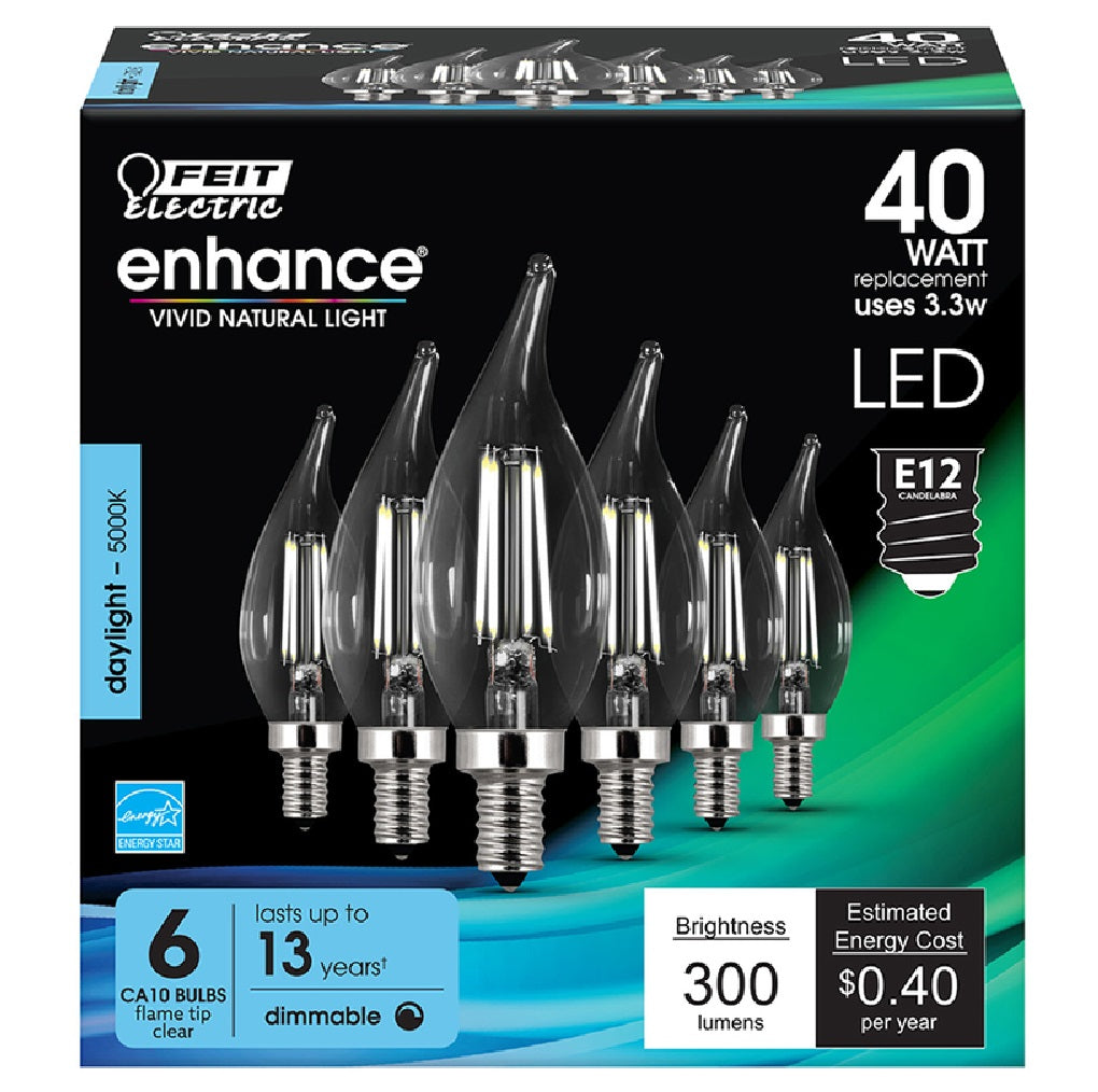 Feit Electric CFC40950CAFIL6 Enhance CA10 Filament LED Bulb, 3.3 W