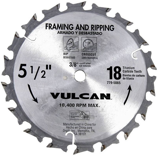 Vulcan 409031OR Smooth Fast Cut Circular Saw Blade, 5-1/2" Dia
