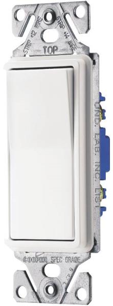 Cooper Wiring C7511W-SP-L Decorator Lighted Single Pole Switch, White
