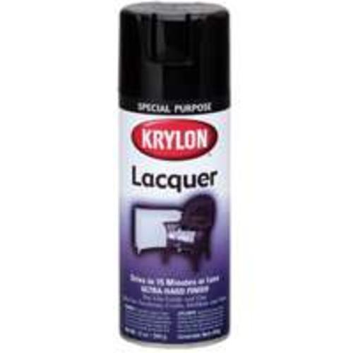 Krylon 7030 Lacquer Spray Paint, 12 Oz, Gloss Black