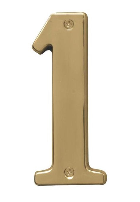Hy-Ko BR-51PB/1 Polished Brass Number 1, 5"
