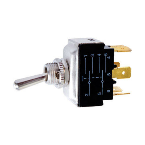 Jandorf 61137 DPDT Toggle Switch, 15 Amp, 125 Volt