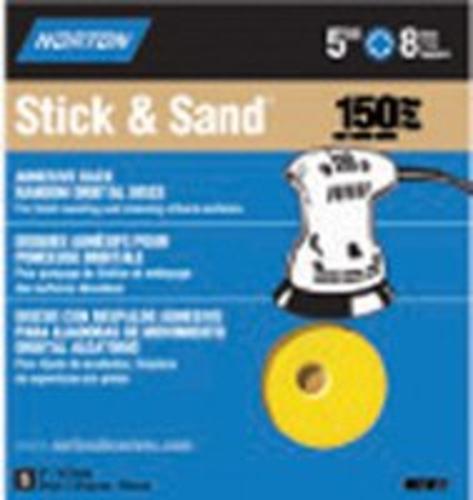 Norton 07660701811 Adhesive Back Sand Disc 5''x8H, 150 Grit