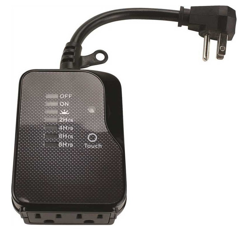 Power Zone ORTNOCDT2 Timer Outdoor, 2 Outlet, Black