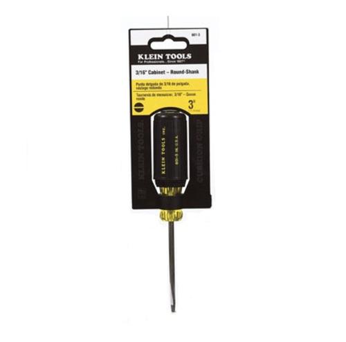 Klein 601-3 Cushion Grip Cabinet Screwdriver, 3/16"x3"