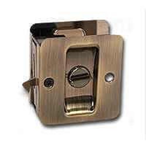 Kwikset 333 5CP Pocket Door Latch, Antique Brass